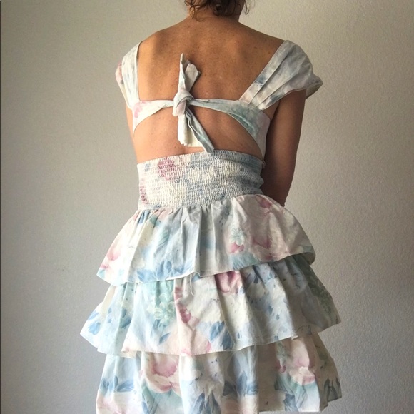 🍭VTG 80s new romantic floral tiered ruffle dress - Picture 4 of 12